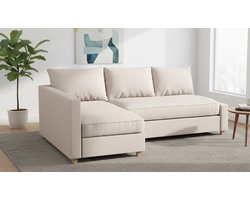 Premium Friheten Bankhoes – House&Garden | Hoes voor IKEA Friheten Slaapbank | Polyester Beige Right Longer | Duurzaam, Slijtvast & Beschermend | Perfecte Pasvorm Sleeper Bank