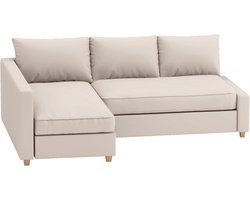 Premium Friheten Hoes – Compatibel met IKEA Friheten Slaapbank Hoekbank – Alleen Hoes – Polyester Bankhoes – Duurzame Beschermhoes – Beige – Rechter Lange Arm – Perfecte Pasvorm –