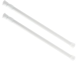 Premium - Gordijnroedes zonder boren 30-50 cm wit 2 stuks voor bistrogordijnen met zuignappen en schroeven - eenvoudige montage in winkels kasten ramen keukens