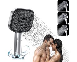 Premium - Grote regendouche met waterbesparing en drukverhoging - 3 straalsoorten - Energiezuinig - Hoge druk - Zilverkleurig