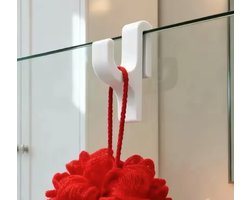 Premium Handdoekhaak voor Douchewand - Wit - Strak design - Zonder Boren - Universele Handdoekhouder voor Glazen Douchedeur - Ophanghaak voor Handdoeken, Ruitenwissers & Douche-accessoires - Krasvrij Design - Badkamerhaken Set
