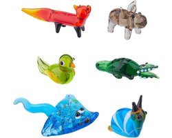 Premium - Handgeblazen Glas Beeldjes Miniatuur Dier Decor Kleurrijk - Vos Krokodil Manta Ray Slak Hippo Vogel - Thuis Collectible Gifts Display Decoraties