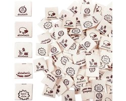 Premium handgemaakte stoffen etiketten - set van 100 stuks | Kledinglabels voor handwerken | Textiel accessoires en knutselbenodigdheden