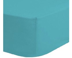 Premium hoeslaken-jersey-100% katoen -stretch-2Persoons-160x200+ 30cm -geschikt voor boxspring- Turquoise