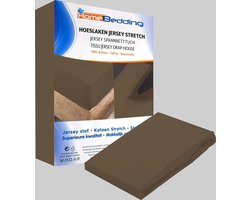 Premium hoeslaken-jersey-100% katoen -stretch-Lits-jumeaux-200x200 +40cm-Hoekhoogte- geschikt voor boxspring-  -Donkerbruin