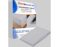 Premium hoeslaken-jersey-100% katoen -stretch-Lits-jumeaux-200x200 +40cm-Hoekhoogte-  geschikt voor boxspring-  -Grijs