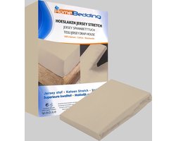 Premium hoeslaken-jersey-100% katoen -stretch-Lits-jumeaux-200x200 +40cm-Hoekhoogte- geschikt voor boxspring- -Ivoor