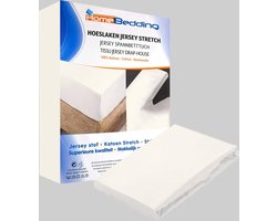 Premium hoeslaken-jersey-100% katoen -stretch-Lits-jumeaux-200x200+40cm-Hoekhoogte- geschikt voor boxspring- -Créme
