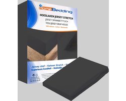 Premium hoeslaken-jersey-100% katoen -stretch-Lits-jumeaux-200x220 +40cm-Hoekhoogte- geschikt voor boxspring -Antraciet