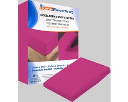Premium hoeslaken-jersey-100% katoen -stretch-Lits-jumeaux-200x220 +40cm-Hoekhoogte- geschikt voor boxspring-  -Rooze