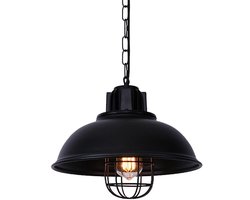 ® Premium Hoge Kwaliteit Industriële Hanglamp Landelijk Eetkamer Eettafel Lamp - 1 Hang Lamp - Industrieel Rond - Zwart