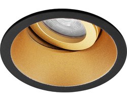 Premium Inbouwspot Moos Zwart/Goud Verdiepte ronde spot Extra Warm Wit (2700K) Met Philips LED