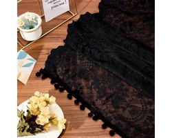 Premium Kant Tafelloper Zwart Rustiek Bruiloft Tafelkleed - Rechthoekig Vintage Romantische Boho Eettafels Lopers Decor - Hotel Thuis Woonkamer Bruids Halloween Party