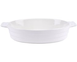 Premium Keramische Wit Ovenschaal | Met 1,5 Liter Capaciteit | Ovale | Vaatwasser veilig | Hittebestendig Tot 200 Graden Celsius | Perfecte Cadeauoptie Voor Bakliefhebbers | 31x18,5x6cm