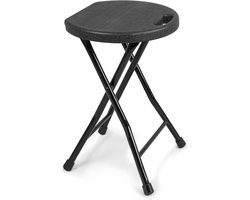 Premium klapkruk, tot 250 kg belastbaar, draagbare opvouwbare kruk met draaggreep, lichte en duurzame kruk met antislipvoeten voor tuin, indoor/outdoor, zwart, 1,45 cm hoog
