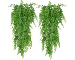 Premium Kunstplant - 2 Stuks - Hangplant Groen Kunstplanten - Nep planten voor Binnen en Buiten - Kamer Decoratie - Nepplanten Kunst plant - Kunstbloemen -voor binnen en buiten, kunstmatige groene bladeren decoratie voor woonkamer, keuken, balkon