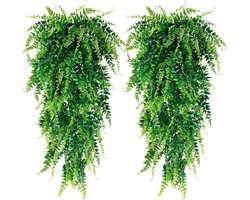 Premium Kunstplant - 2 Stuks - Hangplant Groen Kunstplanten - Nep planten voor Binnen en Buiten - Kamer Decoratie - Nepplanten Kunst plant - Kunstbloemen