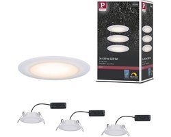 Premium LED-inbouwlamp Dim to Warm Suon Basisset IP44 rond 90 mm 3x5W 3x450lm 230V dimbaar Dim to warm Satijn, Wit