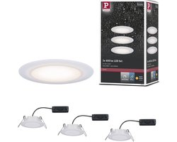 Premium LED-inbouwlamp Suon Basisset IP44 rond 90 mm 3x5W 3x450lm 230V dimbaar 2700K Satijn, Wit