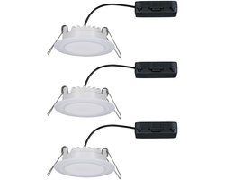 Premium LED-inbouwlamp Suon Basisset IP44 rond 90mm 3x5W 3x450lm 230V dimbaar 2700K Satijn, Wit