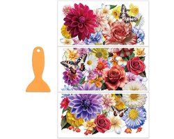 Premium - Levendige Bloemen Wrijven op Transfers Set voor Meubels en Ambachten 30x15cm - Dahlia Meubelstickers Decor met Schraper - Hout Scrapbook DIY Woondecoratie