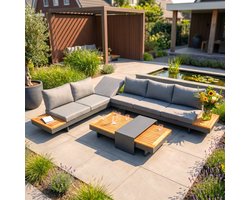 Premium Loungeset Emerald Hoekbank Verstelbaar Tuinset 6-persoons Aluminium/Hout - 43171