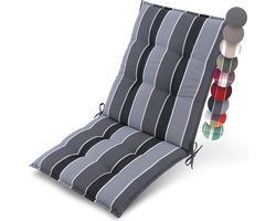 Premium Low Backrest Cushion 100x50cm - UV Resistant & 8cm Thick for Garden Chairs - Non-Slip Fastening Bands