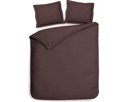 Premium luxe katoen/satijn dekbedovertrek Dots bruin | lits-jumeaux (240x200/220) | zacht en hoogwaardig | subtiel glazend | oxford-rand | inclusief 2 kussenslopen