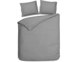 Premium luxe katoen/satijn dekbedovertrek Dots grijs | lits-jumeaux (240x200/220) | zacht en hoogwaardig | subtiel glazend | oxford-rand | inclusief 2 kussenslopen