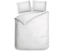Premium luxe katoen/satijn dekbedovertrek Dots wit | extra breed (260x200/220) | zacht en hoogwaardig | subtiel glazend | oxford-rand | inclusief 2 kussenslopen