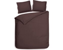 Premium luxe katoen/satijn dekbedovertrek Hotel Linnen bruin | lits-jumeaux (240x200/220) | zacht en hoogwaardig | subtiel glazend | oxford-rand | inclusief 2 kussenslopen