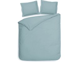 Premium luxe katoen/satijn dekbedovertrek Hotel Linnen licht blauw | tweepersoons (200x200/220) | zacht en hoogwaardig | subtiel glazend | oxford-rand | inclusief 2 kussenslopen