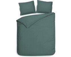 Premium Luxe Katoen/Satijn Lits-jumeaux Dekbedovertrek Hotel Linnen Groen | 240x200/220 | Zacht En Hoogwaardig | Subtiel Glazend | Oxford-Rand | Inclusief 2 Kussenslopen
