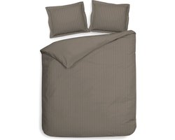 Premium Luxe Katoen/Satijn Lits-jumeaux Dekbedovertrek Hotel Linnen Taupe | 240x200/220 | Zacht En Hoogwaardig | Subtiel Glazend | Oxford-Rand | Inclusief 2 Kussenslopen