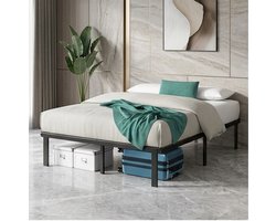 Premium Metalen Bedframe 160x200 cm – Opvouwbaar Stalen Platform Bed met Opbergruimte Onder Bed – Modern Zwart Design – Snel Montage Systeem – Extra Stevig & Geluidsarm- Mobili Bella