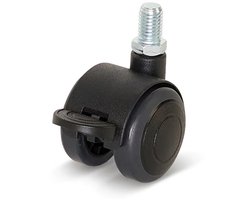 Premium meubelwiel, met kap, 40mm, PU geremd met draadstift 8x15mm