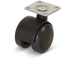 Premium meubelwiel, met kap, 40mm, PU met topplaat 36,5x36,5mm