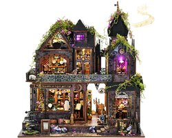 Premium Miniatuur XXL bouwpakket (Extra groot) - DIY Houten 3D Puzzel Magic House met LED Verlichting, Bewegingssensor & Muziekdoos – Book Nook Boekensteun Miniatuur Bouwpakket – Cadeau voor Volwassenen (15+)