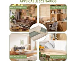 Premium - Moderne saliegroene linnen tafelloper voor keuken en eettafel, boho stijl, interieurdecoratie, vakantie en feest - 30 x 140 cm