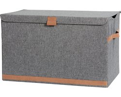 Premium Opbergbox met deksel - Kist van hoogwaardig stof - Extra groot en stevig - Grijs - 62x375x39 cm