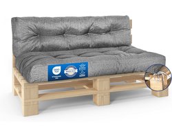 Premium Palletkussen Set 2-delig - Zitkussen 120x80 + Zijkussen 120x40 cm - Tuinkussen Buiten & Binnen - Waterafstotend UV-bestendig - Palletbank Loungeset