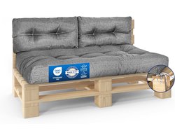 Premium Palletkussen Set 3-delig - Zitkussen 120x80 + 2x Zijkussen 60x40 cm - Tuinkussen Buiten & Binnen - Waterafstotend UV-bestendig - Loungeset Palletbank