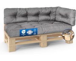 Premium Palletkussen Set 3-delig - Zitkussen 120x80 + Zijkussen 120x40 + Zijkussen 60x40 cm - Tuinkussen Buiten & Binnen - Waterafstotend UV-bestendig