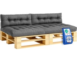 Premium Palletkussen Set 4-delig - 2x Zitkussen 120x80 + 2x Zijkussen 120x40 cm - Tuinkussen Buiten & Binnen - Waterafstotend UV-bestendig - Palletbank