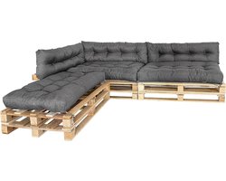 Premium Palletkussen Set 6-delig - 3x Zitkussen 120x80 + 3x Zijkussen 120x40 cm - Tuinkussen Buiten & Binnen - Waterafstotend UV-bestendig - Palletbank Loungeset