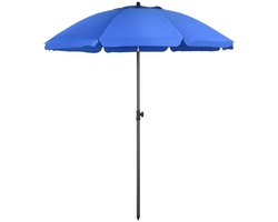 Premium Parasol - Tuinparasol met Ventilatieopeningen - Stokparasol - Ø180 x 209 cm - Strandparasol - Marktparasol - Kantelbaar & Verstelbaar - UV-Bestendig - Strand, Balkon, Terras & Tuin - Blauw