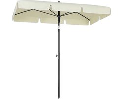 Premium Parasol - Tuinparasol - Opvouwbaar - Stokparasol - 198 x 130 x 245 cm - Strandparasol - Terrasparasol - Balkonparasol - Kantelbaar & Verstelbaar - UV-Bestendig - Strand, Balkon, Terras & Tuin - Crèmewit
