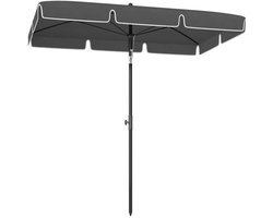 Premium Parasol - Tuinparasol - Opvouwbaar - Stokparasol - 198 x 130 x 245 cm - Strandparasol - Terrasparasol - Balkonparasol - Kantelbaar & Verstelbaar - UV-Bestendig - Strand, Balkon, Terras & Tuin - Grijs