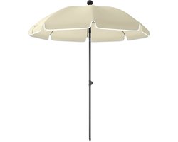 Premium Parasol - Tuinparasol - Opvouwbare Stokparasol met Zandanker & Draagtas - Ø150 cm - Strandparasol - Kantelbaar & Verstelbaar - Waterafstotend - UV-Bestendig - Strand, Balkon, Terras & Tuin - Beige