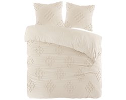 Premium percale katoen dekbedovertrek Tuur - 140x200/220 (eenpersoons) - extra zacht en ademend - fijner geweven - pompom-bolletjes - luxe uitstraling